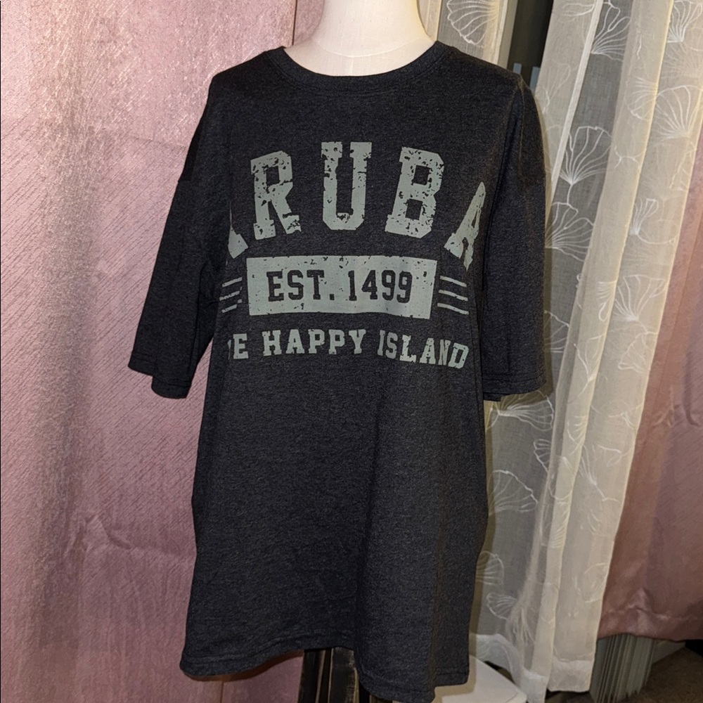 New‎ tee Gray Aruba Graphic T-Shirt one happy island